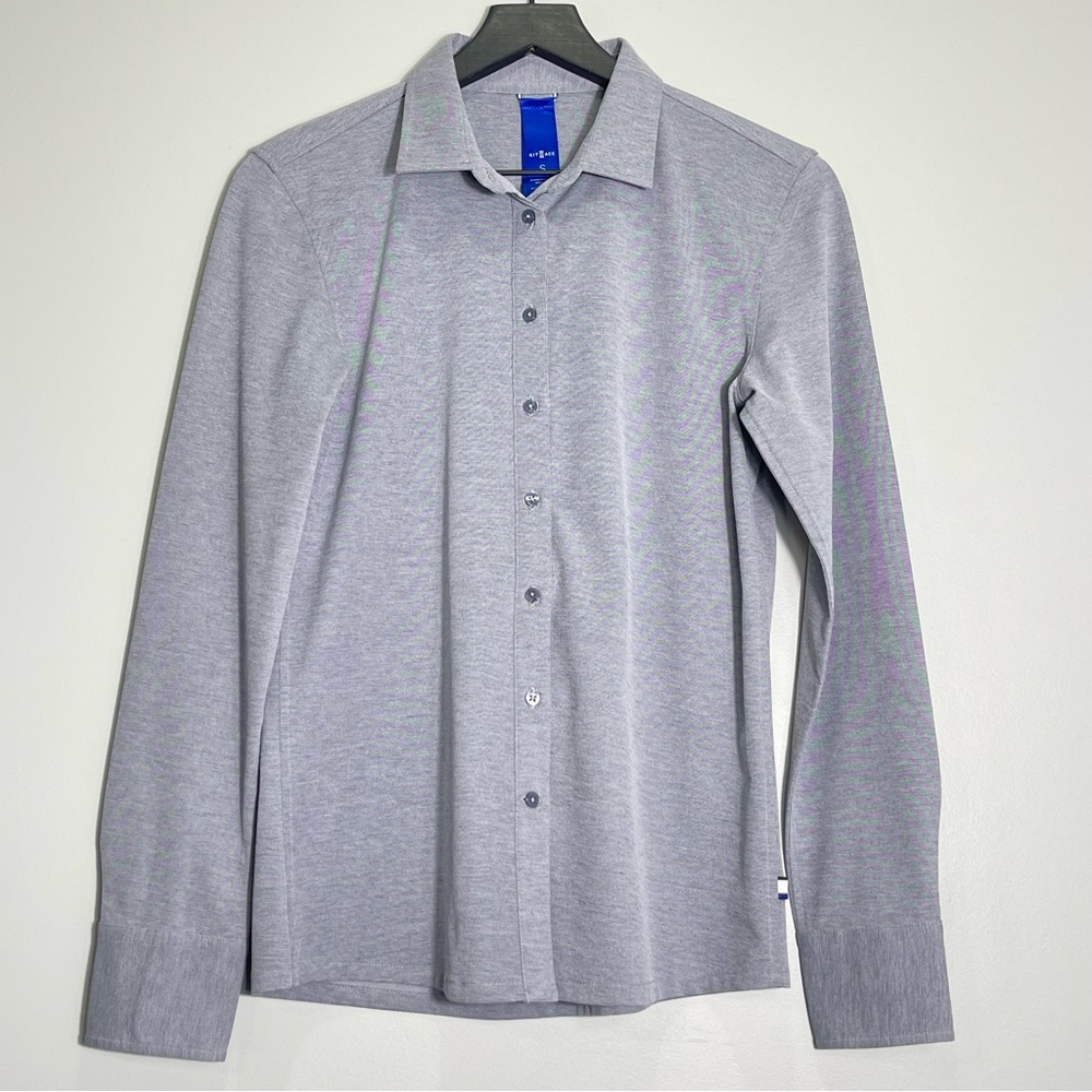KIT AND ACE Mens Gray Button Up Long Sleeve Collared Shirt Cotton/Poly Sz Small